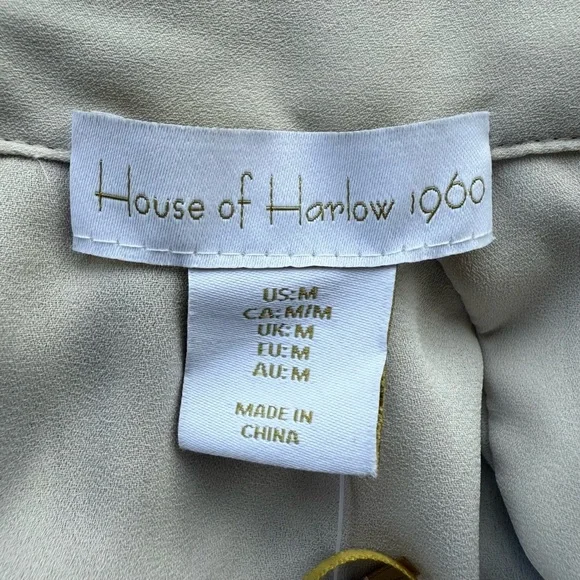 House of Harlow NWT 1960 Long Sleeve Cream Tan Floral Smocked Mini Dress 👗 - Picture 16 of 17